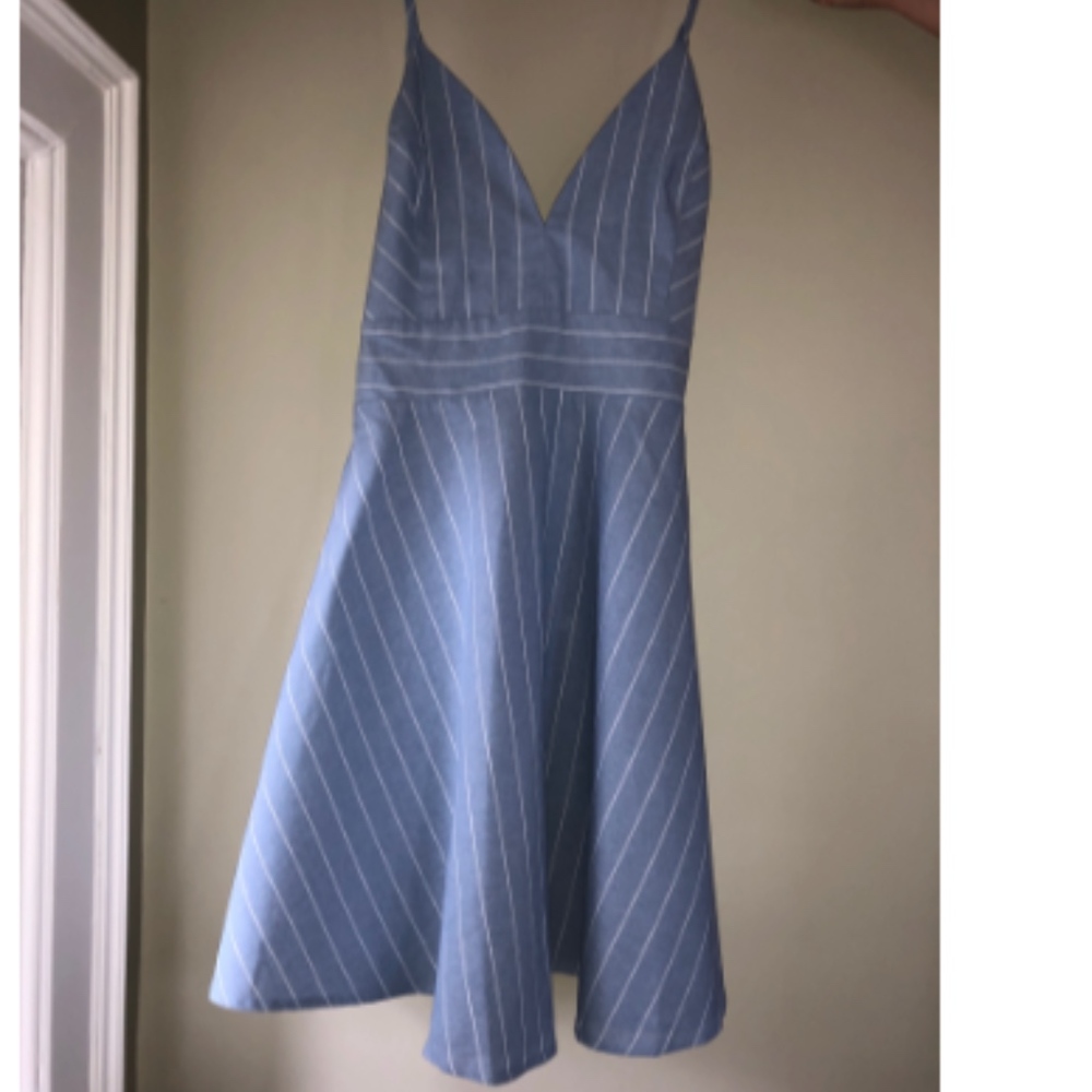 Blue and white striped sun dress that ties